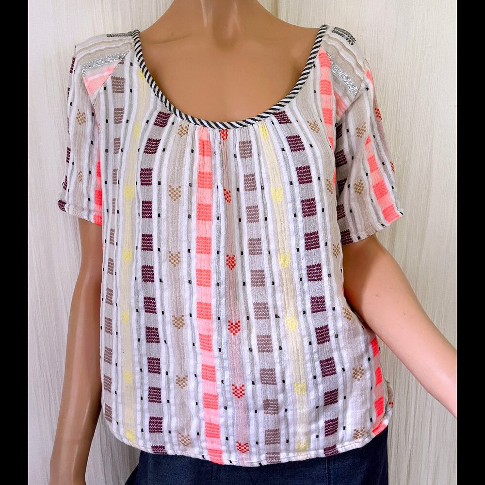 Ace & Jig x Barney's New York short sleeve woven cotton top S / P